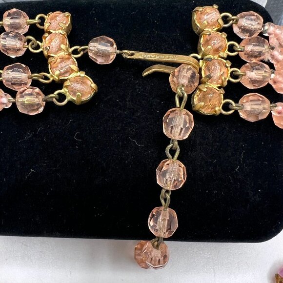 Germany Four Strand Peach & Pink All Glass Necklace - Picture 5 of 5